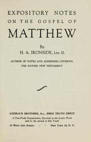 Cover of: Expository notes on the Gospel of Matthew by H. A. Ironside