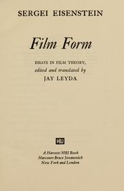 Cover of: Film form: essays in film theory
