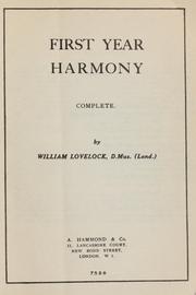Cover of: First year harmony: complete
