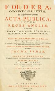Cover of: Fœdera by Thomas Rymer