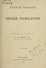Cover of: French passages for unseen translation.