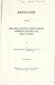 Cover of: Genealogy of the Hill, Dean, Pinckney, Austin, Barker, Anderson, Rhodes and Finch families
