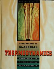Cover of: Fundamentals of classical thermodynamics by Gordon John Van Wylen
