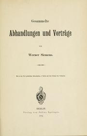 Cover of: Gesammelte Abhandlungen und Vorträge