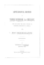 Cover of: Genealogical records of Thomas Burnham, the emigrant by Roderick H. Burnham