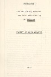 Cover of: Genealogy: ...family of John Webster.