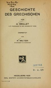 Cover of: Geschichte des Griechischen by Antoine Meillet