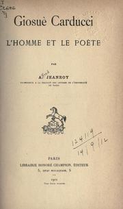 Cover of: Giosuè Carducci: l'homme et le poète.