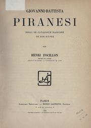 Cover of: Giovanni-Battista Piranesi: essai de catalogue raisonné de son oeuvre.