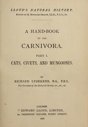 Cover of: hand-book to the Carnivora.
