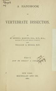 Cover of: A handbook of vertebrate dissection
