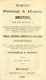 Cover of: Harris' Pittsburgh & Allegheny directory by Isaac Harris
