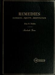 Cover of: Handbook on the Law of Remedies: Damages - Equity - Restitution.