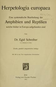 Cover of: Herpetologia europaea by Egid Schreiber