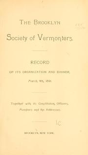 Cover of: The Brooklyn society of Vermonters