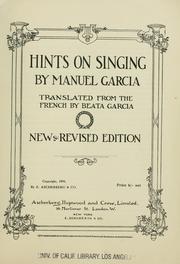 Cover of: Hints on singing
