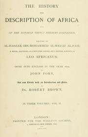 Cover of: The history and description of Africa: and of the notable things therein contained