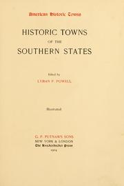Cover of: Historic towns of the Southern States