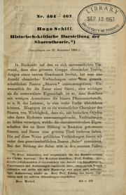 Cover of: Historisch-kritische Darstellung der Säurentheorie. by Hugo Schiff