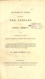 Cover of: Historical notes respecting the Indians of North America by Halkett, John