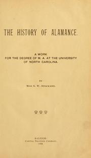 Cover of: history of Alamance