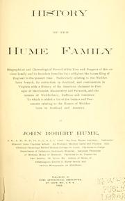 Cover of: History of the Hume family ... by John Robert Hume