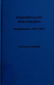 Cover of: Homosexuality bibliography by Parker, William