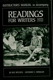 Cover of: Instructor's manual to accompany Readings for writers