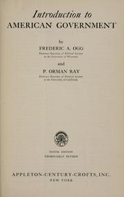 Cover of: Introduction to American government by Frederic Austin Ogg