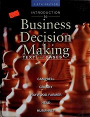 Cover of: Introduction to business decision making by Marilyn Campbell ... [et al.].