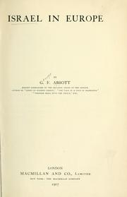 Cover of: Israel in Europe by G. F. Abbott
