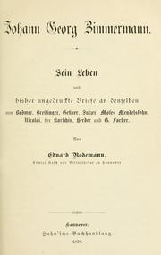 Cover of: Johann Georg Zimmermann by Eduard Bodemann