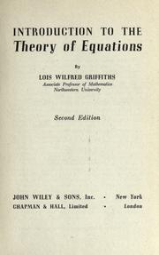 Cover of: Introduction to the theory of equations