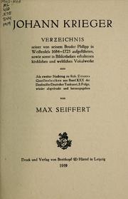 Cover of: Johann Krieger by Max Seiffert