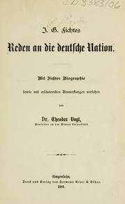 Cover of: J. G. Fichtes Reden an die deutsche nation by Johann Gottlieb Fichte