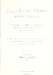 Cover of: Jacob Benson, pioneer, and his descendants by Arthur Tompkins Benson