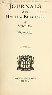 Cover of: Journals of the House of Burgesses of Virginia, 1619-1776. by Virginia. General Assembly. House of Burgesses.