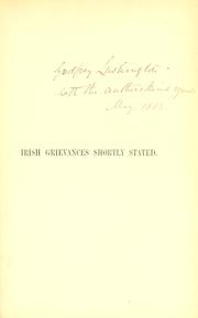 Cover of: Irish grievances shortly stated.