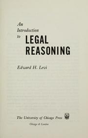 Cover of: An introduction to legal reasoning.