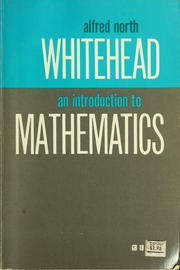 Cover of: An introduction to mathematics by Alfred North Whitehead