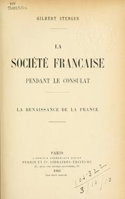 La société française pendant le consulat by Stenger, Gilbert