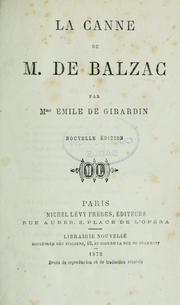 Cover of: La canne de M. de Balzac