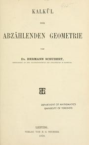 Cover of: Kalkül der abzählenden Geometrie