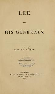 Cover of: Lee and his generals.