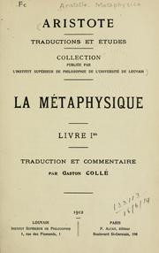 Cover of: Le métaphysique, livre Ier by Aristotle