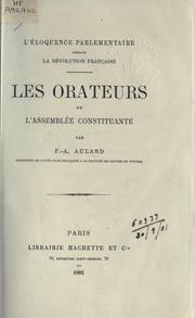 Cover of: orateurs de l'Assemblée constituante.