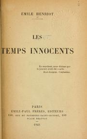 Cover of: Les temps innocents.