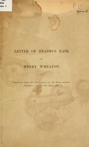 Cover of: Letter of Erasmus Rask to Henry Wheaton.