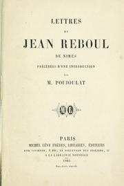 Cover of: Lettres de Jean Reboul de Nîmes