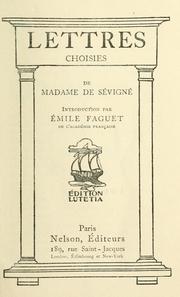 Cover of: Lettres choisies. by Marie de Rabutin-Chantal